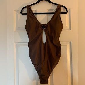 Shein Brown Maternity Swimsuit. EUC Large